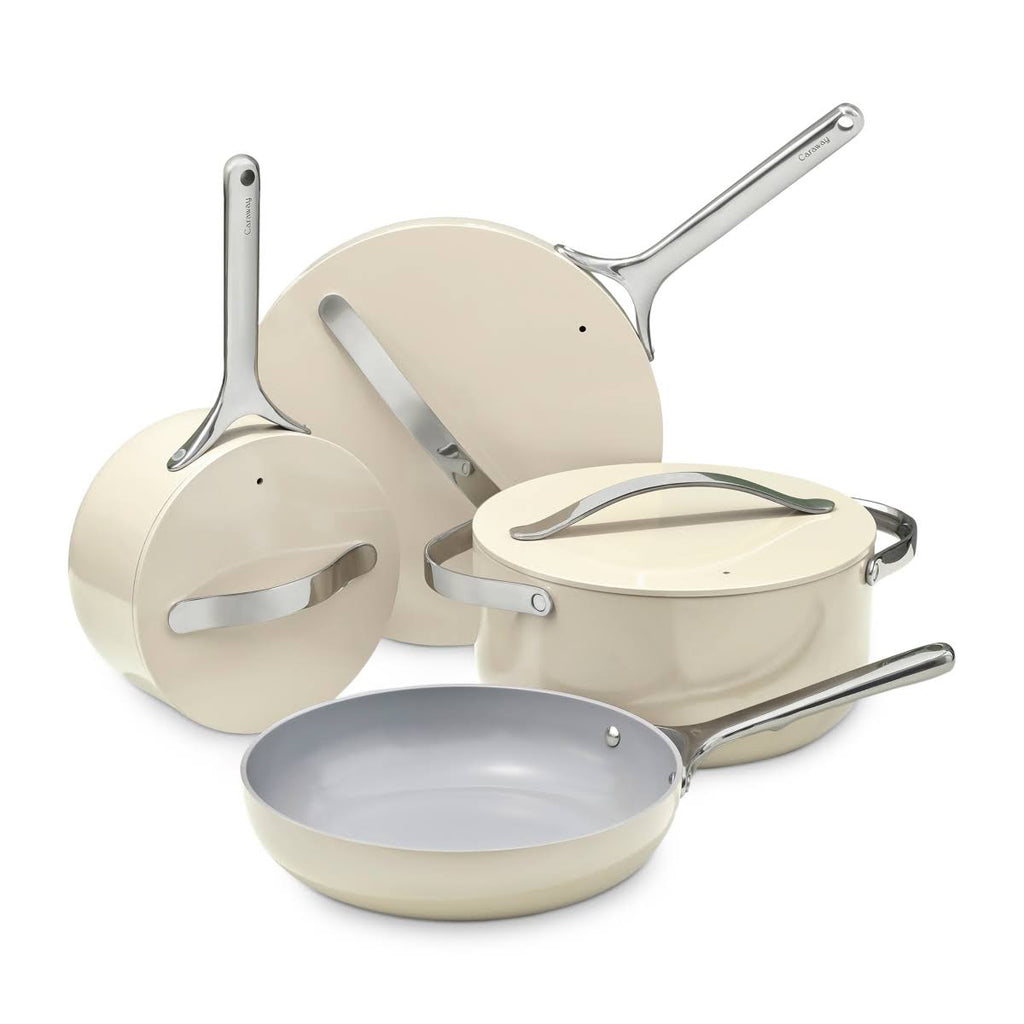 Caraway Home Cream Non-Stick Ceramic 7-Piece Cookware Set
