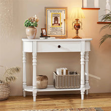 Load image into Gallery viewer, 36" 2-Tier Retro Console Table with Storage Drawer &amp; Open Shelf, Solid Wood Narrow Entryway Sofa Table for Living Room, Foyer &amp; Hallway