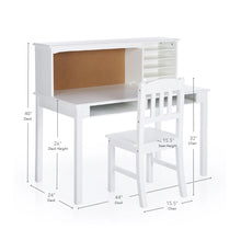 Load image into Gallery viewer, Guidecraft Kids Media Desk and Chair Set - Gray: Kids Desk and Chair Set, Study Table for Kids with Hutch and Shelf, Wood Bedroom Furniture Set