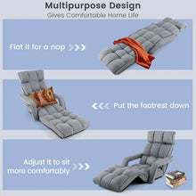 Load image into Gallery viewer, 6-Position Adjustable Floor Sofa Bed, Folding Lazy Sofa Chaise Lounger Recliner with Armrests &amp; Footrests for Living Room, Bedroom &amp; Gaming