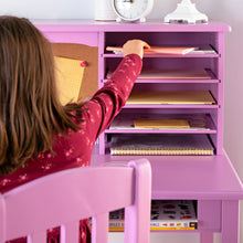 Load image into Gallery viewer, Guidecraft Kids Media Desk and Chair Set - Gray: Kids Desk and Chair Set, Study Table for Kids with Hutch and Shelf, Wood Bedroom Furniture Set
