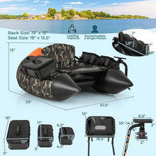 Load image into Gallery viewer, Inflatable Fishing Float Tube, 350LBS Portable Belly Boat with Rod Rack Basket, Fish Finder Holder, Fish Ruler, 3 Storage Boxes &amp; Pump
