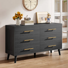 Load image into Gallery viewer, Noelse 3 Piece Bedroom Furniture Set, 6 Drawer Dresser with 2 Nightstands, Modern Wood Storage Organizer with Metal Handles for Bedroom, Living Room, Black
