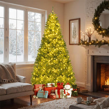 Load image into Gallery viewer, 6/7/8FT Pre-Lit Artificial Christmas Tree, Hinged Xmas Tree with Remote, Warm White LED Lights, Timer, Adjustable Lighting Modes for Holiday Decor