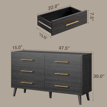 Load image into Gallery viewer, Bedroom Furniture Set - Includes Queen Bed Frame, Nightstands Set of 2, 5 - Drawer Dresser &amp; Double Wide 6 - Drawer Dresser - Modern Storage Solution for Stylish Home Decor, Black