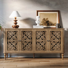 Load image into Gallery viewer, HLR 48" Accent Cabinet with 4 Doors, Vintage Hollow Carving Storage Credenza, Sideboards and Buffets Cabinet for Living Room, Kitchen, Dining Room, Entryway