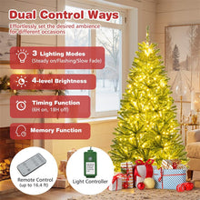 Load image into Gallery viewer, 6/7/8FT Pre-Lit Artificial Christmas Tree, Hinged Xmas Tree with Remote, Warm White LED Lights, Timer, Adjustable Lighting Modes for Holiday Decor