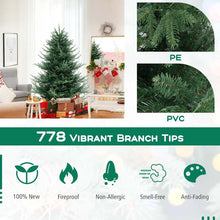 Load image into Gallery viewer, 6/7/8 FT Pre-Lit Artificial Christmas Tree, Hinged Xmas Tree with 240/340/450 Warm White LED Lights, 8 Lighting Modes, 778/1090/1480 Branch Tips
