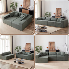 Load image into Gallery viewer, 104 - Inch Corduroy Modular L Shaped Sectional Sofa, Luxury Floor Couch Set, Upholstered Indoor Furniture, Foam - Filled Compressed Sofa for Living Room, Bedroom, 4 PC Free Combination ?