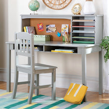 Load image into Gallery viewer, Guidecraft Kids Media Desk and Chair Set - Gray: Kids Desk and Chair Set, Study Table for Kids with Hutch and Shelf, Wood Bedroom Furniture Set