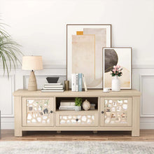 Load image into Gallery viewer, 55" Retro TV Stand for 60 Inch TVs, TV Console Cabinet Entertainment Center with Mirror Doors, Drawer Open Shelf, Cable Hole