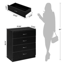Load image into Gallery viewer, Segmart Black Chest of 4 Drawers, Wood Bedroom Furniture Chest Cabinet with Metal Handles for Kids Room - Rustic Brown