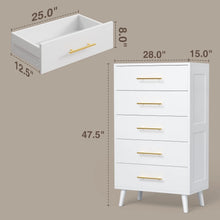 Load image into Gallery viewer, Bedroom Furniture Set - Includes Queen Bed Frame, Nightstands Set of 2, 5 - Drawer Dresser &amp; Vanity Desk - Modern Storage Solution for Stylish Home Decor, Beige/White