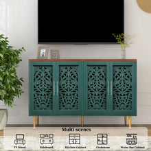 Load image into Gallery viewer, HLR 48" Accent Cabinet with 4 Doors, Vintage Hollow Carving Storage Credenza, Sideboards and Buffets Cabinet for Living Room, Kitchen, Dining Room, Entryway