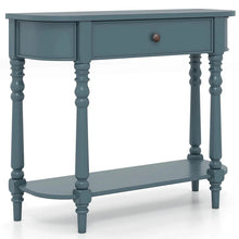 Load image into Gallery viewer, 36" 2-Tier Retro Console Table with Storage Drawer &amp; Open Shelf, Solid Wood Narrow Entryway Sofa Table for Living Room, Foyer &amp; Hallway