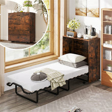 Load image into Gallery viewer, Cot Size Murphy Cabinet Bed with Mattress, 2-in-1 Folding Rollaway Guest Bed into Storage Cabinet with Lockable Wheels for Home Office