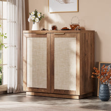 Load image into Gallery viewer, Hommpa Sideboard Buffet Cabinet Rattan Kitchen Storage Organizer with 5 - Position Adjustable Shelf &amp; 2 Doors Boho Farmhouse Accent Cabinets TV Console for Living Dining Room Coffee Bar