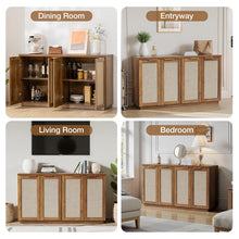 Load image into Gallery viewer, Hommpa Sideboard Buffet Cabinet Rattan Kitchen Storage Organizer with 5 - Position Adjustable Shelf &amp; 2 Doors Boho Farmhouse Accent Cabinets TV Console for Living Dining Room Coffee Bar