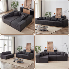 Load image into Gallery viewer, 104 - Inch Corduroy Modular L Shaped Sectional Sofa, Luxury Floor Couch Set, Upholstered Indoor Furniture, Foam - Filled Compressed Sofa for Living Room, Bedroom, 4 PC Free Combination ? - Grey + Corduroy