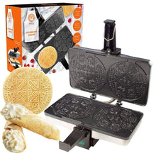 Load image into Gallery viewer, MasterChef Krumkake Baker- Make 2 Krumkake Pizzelle Like Cookies, Great for Cannoli Filling &amp; Cones, Fun Nonstick Kitchen Appliance