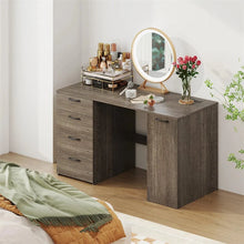 Load image into Gallery viewer, 53" Computer Desk with 4 Storage Drawers &amp; Cabinet, Home Office Desk w/ Charging Station, Adjustable Shelf &amp; Cable Management for Study, Makeup