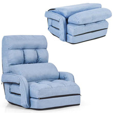 Load image into Gallery viewer, Folding Lazy Sofa Floor Chair with 6-Position Adjustable Backrest, Lumbar Pillow &amp; Armrests, Indoor Chaise Lounge Sofa for Gaming, Living Room