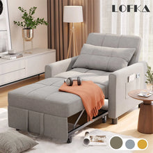 Load image into Gallery viewer, Lofka Chair Bed, Convertible Sofa Bed Couch Recliner Single Bed for Living Room/Office/Bedroom, Light Gray