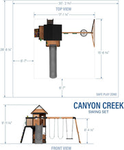 Load image into Gallery viewer, Backyard Discovery Canyon Creek Cedar Wood Swing Set with Wave Slide. Clubhouse. Play Kitchen. Picnic Area. Belt Swings. Web Swing. Rock Wall. Balconies. Playhouse. Step Ladder. Outdoor Playset