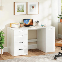 Load image into Gallery viewer, 53" Computer Desk with 4 Storage Drawers &amp; Cabinet, Home Office Desk w/ Charging Station, Adjustable Shelf &amp; Cable Management for Study, Makeup