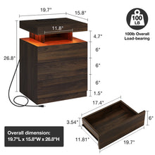 Load image into Gallery viewer, Hommpa LED Nightstand Wireless Charging Station USB Type C Outlets Bedside Table 3 Drawers Black Night Table Modern Smart Nightstand High Gloss End Side Table for Bedroom Furniture 26.8" Tall