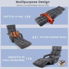 Load image into Gallery viewer, 6-Position Adjustable Floor Sofa Bed, Folding Lazy Sofa Chaise Lounger Recliner with Armrests &amp; Footrests for Living Room, Bedroom &amp; Gaming
