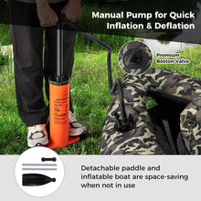 Load image into Gallery viewer, Inflatable Fishing Float Tube, 350 LBS Capacity Belly Boat with Paddle, Flippers, Rod Holder, Fish Ruler, Pump, Storage Bag &amp; Adjustable Straps