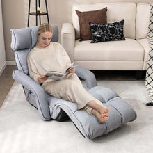 Load image into Gallery viewer, 6-Position Adjustable Floor Sofa Bed, Folding Lazy Sofa Chaise Lounger Recliner with Armrests &amp; Footrests for Living Room, Bedroom &amp; Gaming