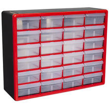 Load image into Gallery viewer, Akro-Mils 24 Drawer Plastic Storage Organizer with Drawers for Hardware, Small Parts, Craft Supplies, Red, Size: One Size