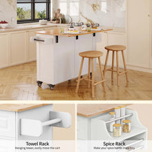 Load image into Gallery viewer, Lofka 52 - Inch Kitchen Island with Storage on Wheels with Wood Drop Leaf, Ideal for Small Kitchens