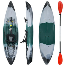 Load image into Gallery viewer, Sit-on-Top Fishing Kayak with Aluminum Paddle, 4 Fishing Rod Holders &amp; Padded Seat, 9.7FT 1-Person Recreational Touring Kayak for Lake, River, Ocean