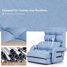 Load image into Gallery viewer, Folding Lazy Sofa Floor Chair with 6-Position Adjustable Backrest, Lumbar Pillow &amp; Armrests, Indoor Chaise Lounge Sofa for Gaming, Living Room