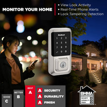 Load image into Gallery viewer, Kwikset Halo Touchscreen Wi - Fi Smart Deadbolt Hardware Lock with Smartkey Satin Nickel