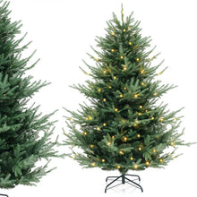 Load image into Gallery viewer, 6/7/8 FT Pre-Lit Artificial Christmas Tree, Hinged Xmas Tree with 240/340/450 Warm White LED Lights, 8 Lighting Modes, 778/1090/1480 Branch Tips