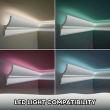 Load image into Gallery viewer, 7 - Piece 94.5 (55.12 Ft) Crown Molding with Duct Kit for Seamless Ambient Home Accent Lighting | Waterproof Channel for Easy LED Strip Installation (CROWN MOLDING WITH LED DUCT)