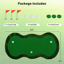 Load image into Gallery viewer, 10FT x 5FT Golf Putting Green, Indoor Outdoor Professional Golf Practice Mat with 3 Holes &amp; Golf Balls, Golf Training Mat for Home Office, Backyard