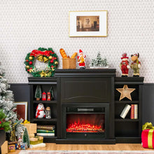 Load image into Gallery viewer, 70" Fireplace Mantel TV Stand with Storage Shelves, Freestanding Wood Media Console for 28.5" Fireplace Insert, Living Room &amp; Bedroom - White