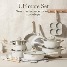 Load image into Gallery viewer, Non Stick Pots and Pans Set, 21 Pcs Induction Kitchen Cookware Sets (Beige Granite)
