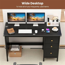 Load image into Gallery viewer, Computer Desk with 3 Storage Drawers, 48" Modern Home Office Desk with Spacious Desktop, Compact Study Writing Desk Workstation for Bedroom