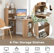 Load image into Gallery viewer, 48" Computer Desk with 6-Tier Storage Shelves, 3-in-1 Reversible Writing Desk w/ Bookshelf &amp; CPU Stand, Space-Saving Home Office Workstation