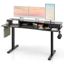 Load image into Gallery viewer, Electric Standing Desk with 2 Drawers, 3 Memory Positions, 63" x 24" Height Adjustable Electric Sit Stand Desk for Home Office Bedroom