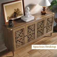 Load image into Gallery viewer, HLR 48" Accent Cabinet with 4 Doors, Vintage Hollow Carving Storage Credenza, Sideboards and Buffets Cabinet for Living Room, Kitchen, Dining Room, Entryway