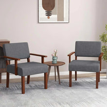 Load image into Gallery viewer, Modern Accent Chair Linen Armchair with Rubber Wood Frame, Mid Century Upholstered Reading Chair for Living Room Bedroom Reception