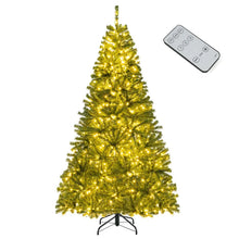 Load image into Gallery viewer, 6/7/8FT Pre-Lit Artificial Christmas Tree, Hinged Xmas Tree with Remote, Warm White LED Lights, Timer, Adjustable Lighting Modes for Holiday Decor