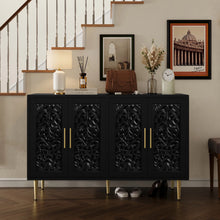 Load image into Gallery viewer, HLR 48" Accent Cabinet with 4 Doors, Vintage Hollow Carving Storage Credenza, Sideboards and Buffets Cabinet for Living Room, Kitchen, Dining Room, Entryway